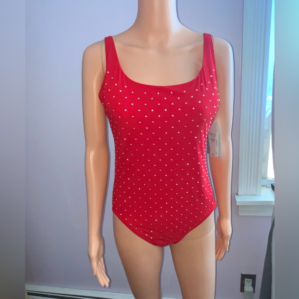 Coco Reef Red Swimsuit with White Accents